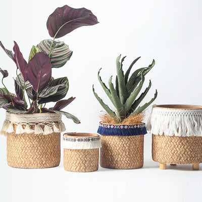 Ceramic Woven Basket Planter - Small