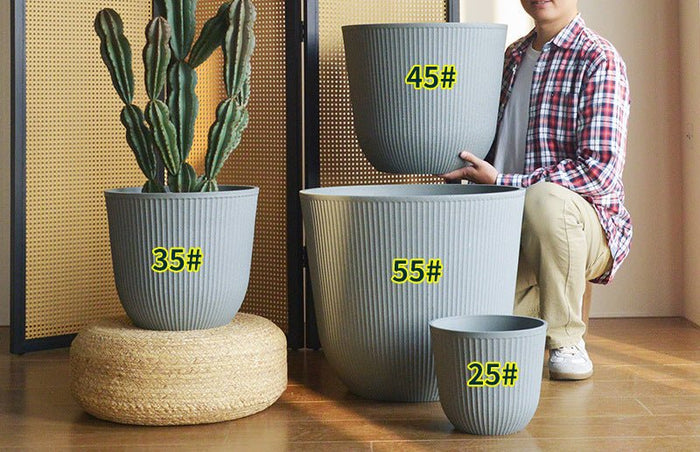 Scandi Rib Cloudstone Pot – XL - Planter - 5928346563003 - Tumbleweed Plants - Online Plant Delivery Singapore