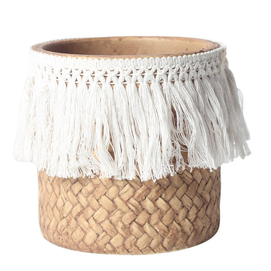 Ceramic Woven Basket Planter - Medium
