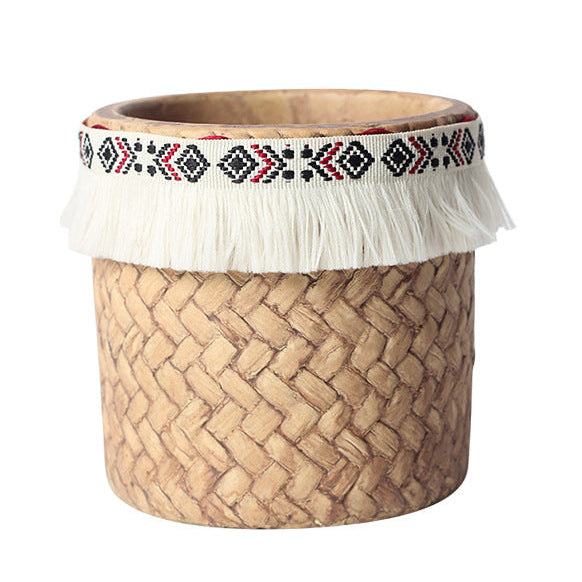 Ceramic Woven Basket Planter - Medium