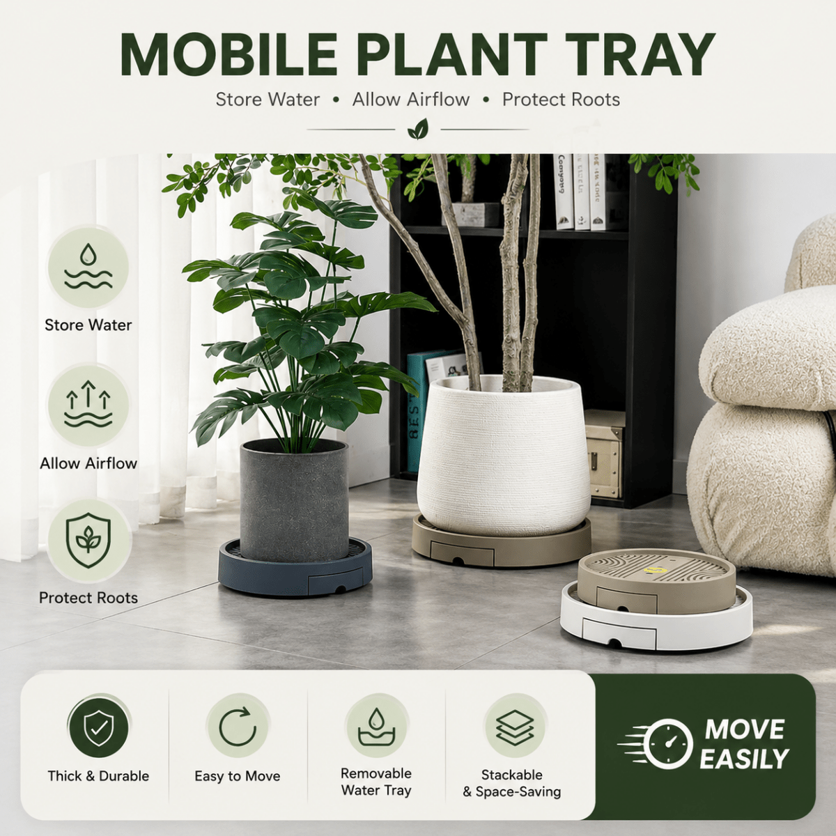 Plant Trolley Tray with Wheels - Plant Accessories - 5282075949744 - Tumbleweed Plants - Online Plant Delivery Singapore
