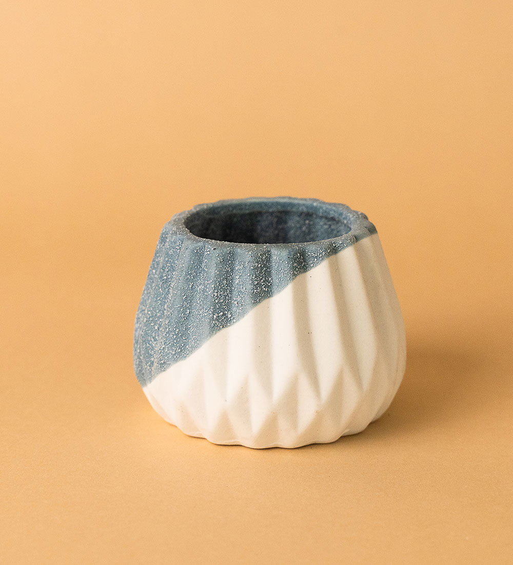 Geometric Mini Pots Grey and White - C - Pot - Tumbleweed Plants - Online Plant Delivery Singapore